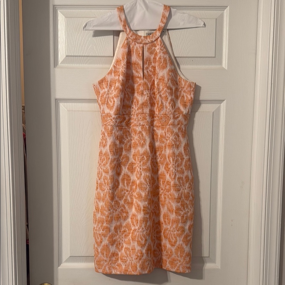 Trina Turk Orange Halter Sheath Mini Dress
